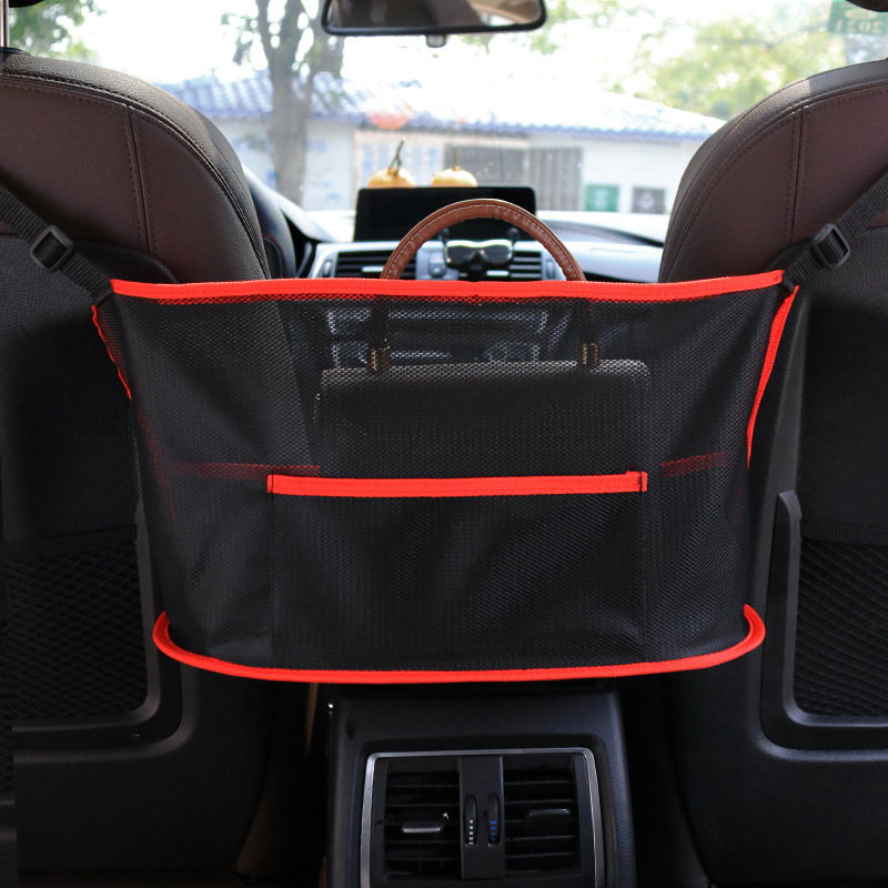 Autóülések közötti tároló háló, hátsó ülésekhez függő organizátor, nem szőtt anyag, középső pozíció, összecsukható, testre szabható