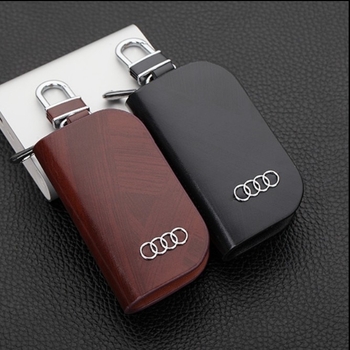 Automobilių raktų maišelis – odinis, medžio raštas, užtrauktukas, verslo stilius; modelis NGJ-011, Cow Butler prekės ženklas, Yi Shibang