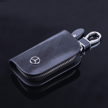 Automobilių raktų maišelis – odinis, medžio raštas, užtrauktukas, verslo stilius; modelis NGJ-011, Cow Butler prekės ženklas, Yi Shibang