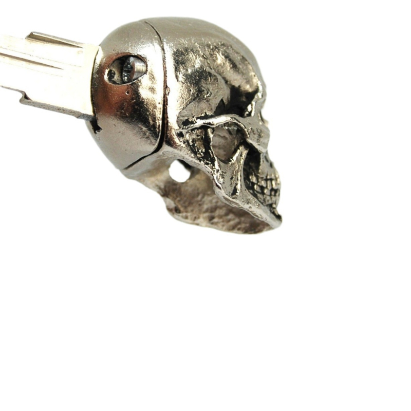 Breloc cu craniu din aliaj, stil modern minimalist, obiecte metalice, pentru decor interior