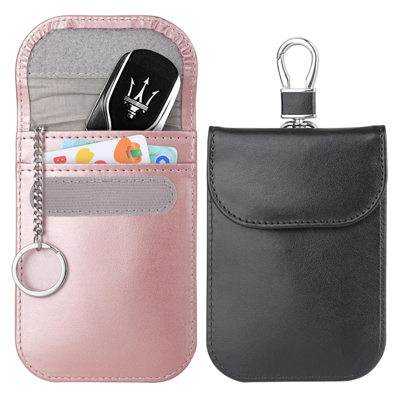 Automobilio raktų dėklas su RFID EMI apsauga, anglies pluošto medžiaga, anglies pluošto raštas, 1 sulankstymas piniginei, nano apsauginė įdaila