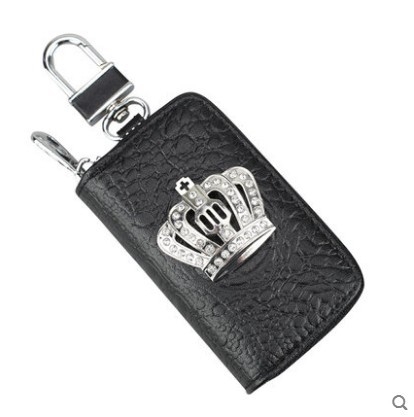 Yacheng PU odos automobilio raktų dėklas su deimantų karūnos puošyba, verslo stilius