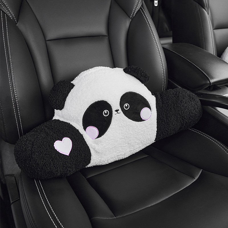 Automobilio galvos atlošos pagalvėlė su Panda raštu – trumpas pūkų pluoštas išorė, užpildas medvilnė, stilius Original Wind