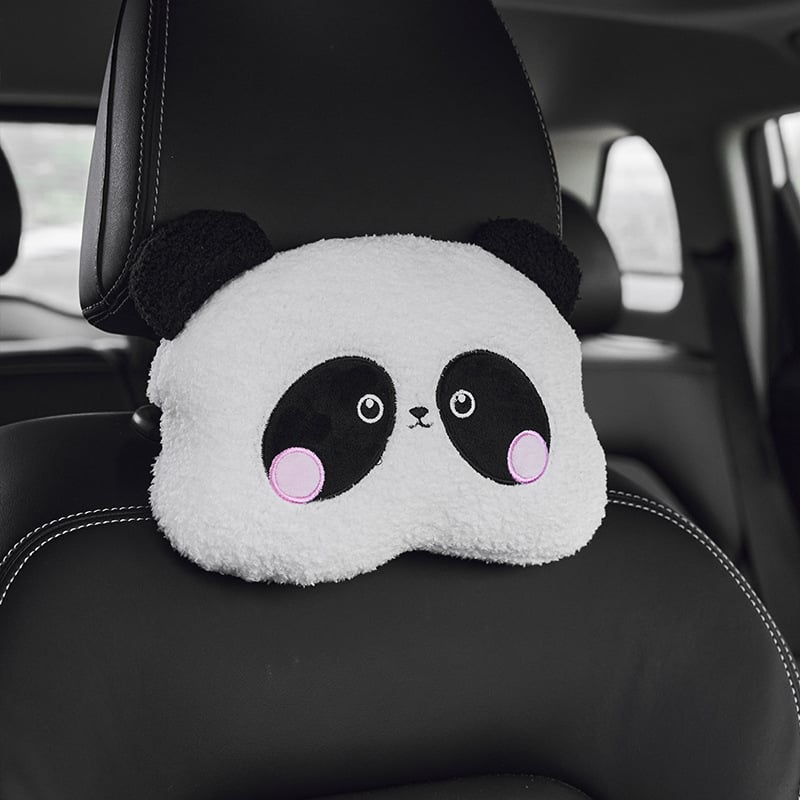 Automobilio galvos atlošos pagalvėlė su Panda raštu – trumpas pūkų pluoštas išorė, užpildas medvilnė, stilius Original Wind