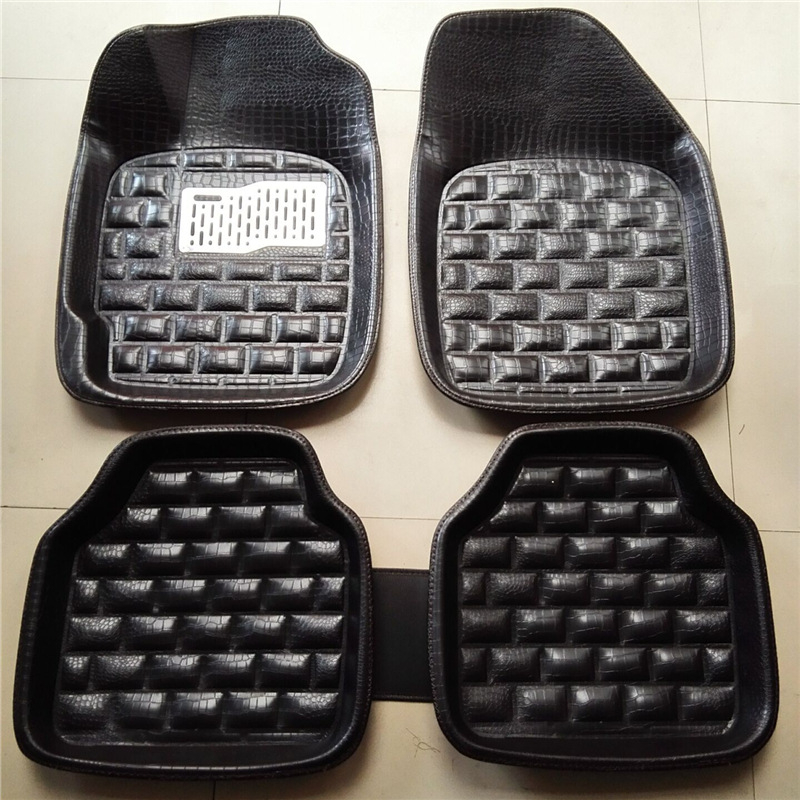 Odiniai automobilių kilimėliai su krokodilo tekstūra, universalūs penkių sėdimų vietų automobiliui, 6 mm storis, komplektas, svoris apie 2,5 kg.