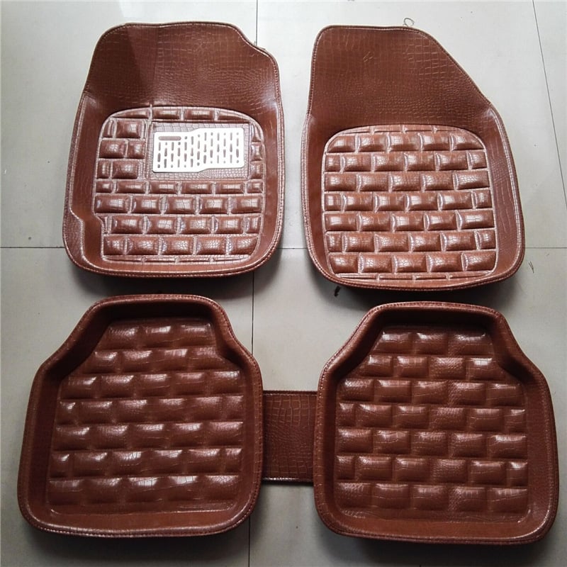 Odiniai automobilių kilimėliai su krokodilo tekstūra, universalūs penkių sėdimų vietų automobiliui, 6 mm storis, komplektas, svoris apie 2,5 kg.