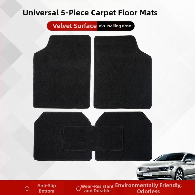 Automobilio kiliminė kilimėliai - 5 dalių rinkinys, PVC neslidus, Suderinama su bendrais modeliais, Logotipas spausdintas, Pritaikomas apdorojimas