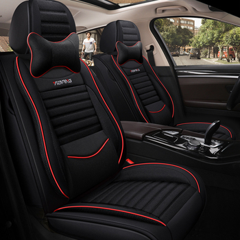 Комплект калъфки за автомобилни седалки, четири сезона, ленено платно, за пет места, с отпечатано лого, без пълнител