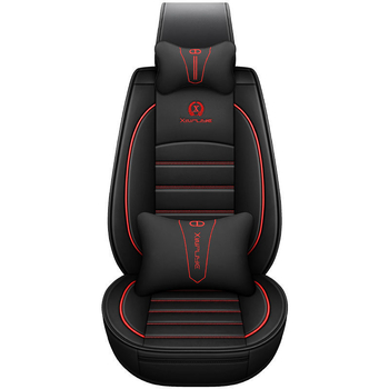 Universalus keturių sezonų automobilio sėdynių užvalkalų rinkinys iš mikropluošto odos, siuvinėtais kraštais, sportinio stiliaus, su išspausdintu logotipu