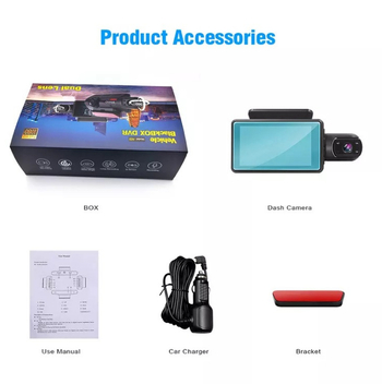 Автомобилен видеорегистратор с предна и задна тройна камера, 1080p, 140°