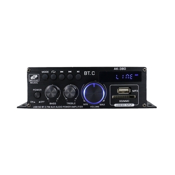 AK-380 Bluetooth ενισχυτής ισχύος αυτοκινήτου/οικιακός, 12V, 2.0 καναλιών, HiFi, 40W x 2, 20-20kHz, 90dB SNR