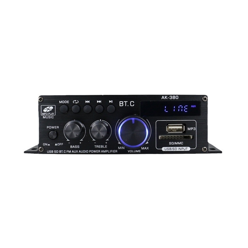 AK-380 Bluetooth ενισχυτής ισχύος αυτοκινήτου/οικιακός, 12V, 2.0 καναλιών, HiFi, 40W x 2, 20-20kHz, 90dB SNR