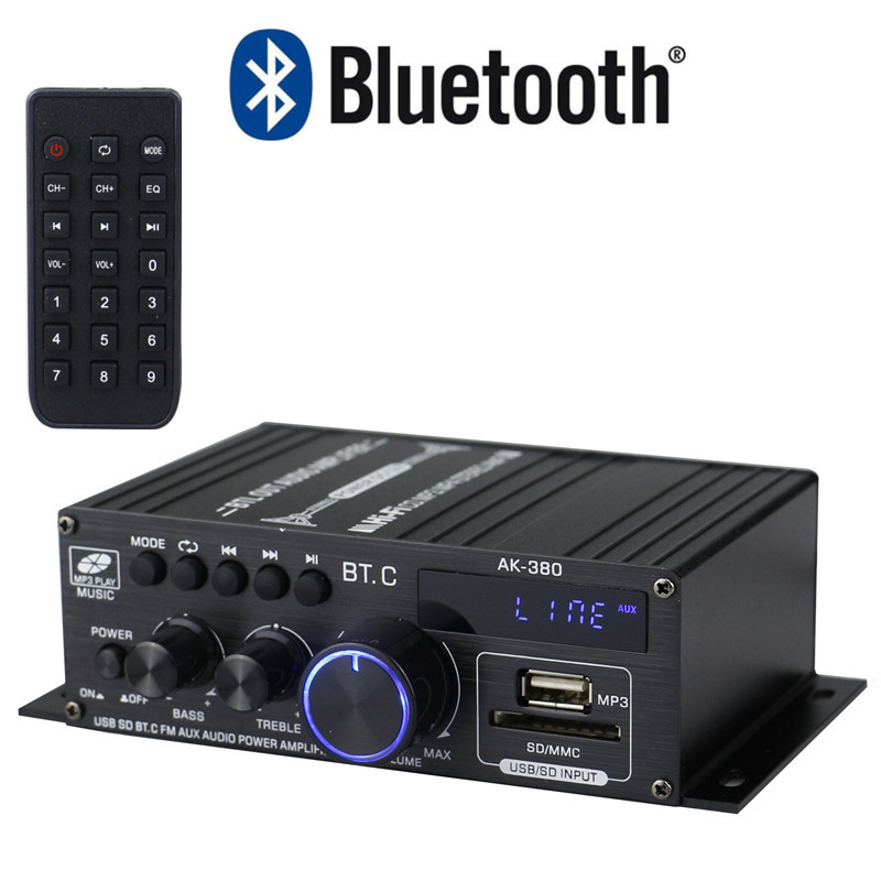 AK-380 Bluetooth ενισχυτής ισχύος αυτοκινήτου/οικιακός, 12V, 2.0 καναλιών, HiFi, 40W x 2, 20-20kHz, 90dB SNR