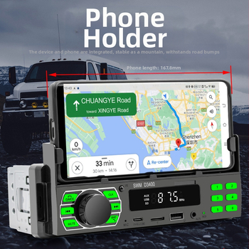 Auto MP3 atskaņotāja turētājs ar Bluetooth, hands-free, FM radio, 12V barošana, ISO interfeiss – Modelis D3400