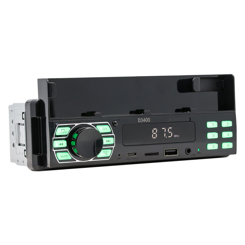 Auto MP3 atskaņotāja turētājs ar Bluetooth, hands-free, FM radio, 12V barošana, ISO interfeiss – Modelis D3400