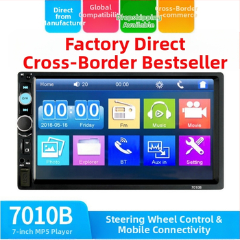 Automobiļa MP5 atskaņotājs ar LCD ekrānu, modelis 7010b, MiniSD karte, atbalsta līdz 32GB, video formāti AVI/MP4/FLV