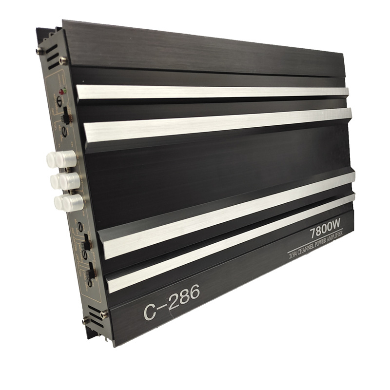 Ενισχυτής αυτοκινήτου C-286: είσοδος 12V, αντίσταση 4 Ω, μέγιστη ισχύς 7800, εύρος συχνοτήτων 10 Hz–3 kHz
