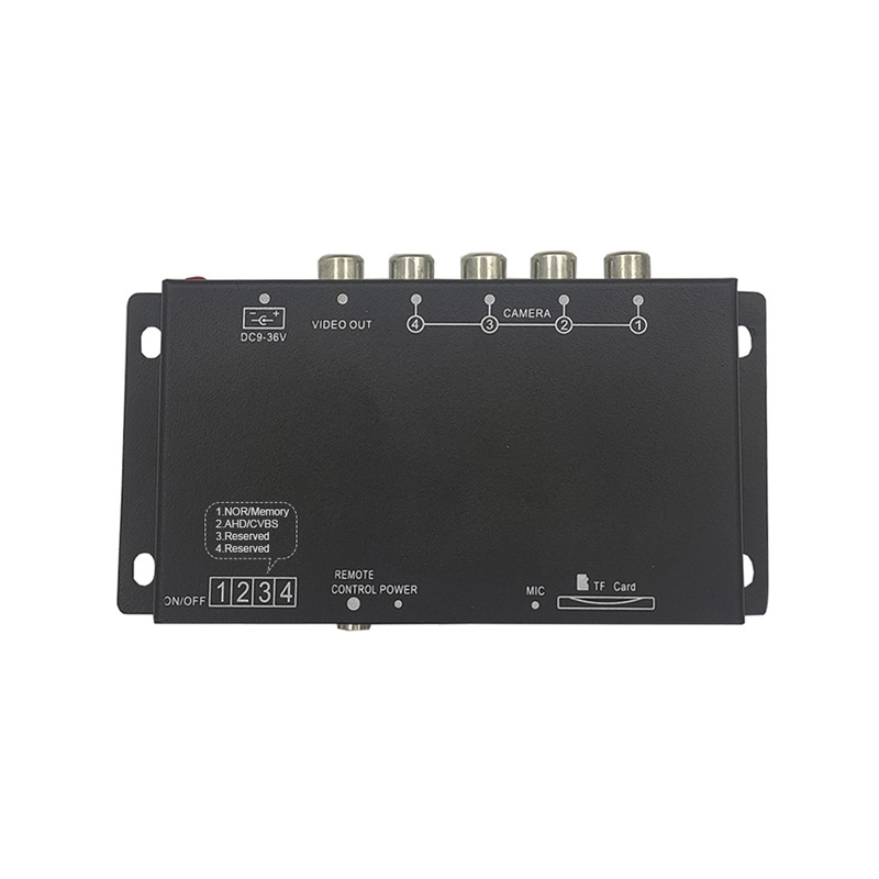 4-καναλικός πανοραμικός οδηγός καταγραφής αυτοκινήτου με διπλό φακό, 120°, H.264, TF κάρτα έως 128GB, τροφοδοσία 9–36V