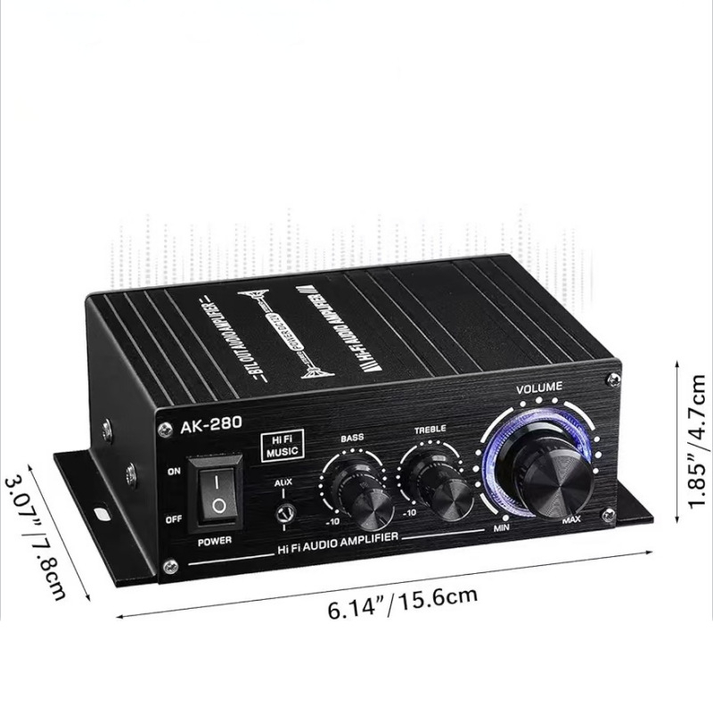 AK-280 HiFi Ενισχυτής Ισχύος, 40W×2, 12V, 20-20kHz, 0,1% THD