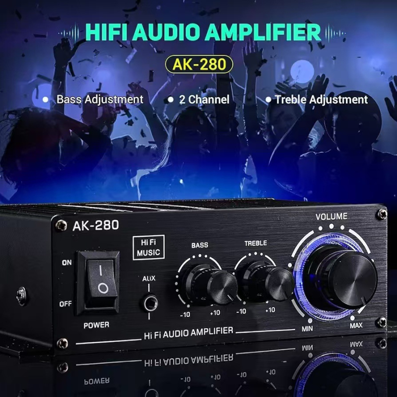 AK-280 HiFi Ενισχυτής Ισχύος, 40W×2, 12V, 20-20kHz, 0,1% THD