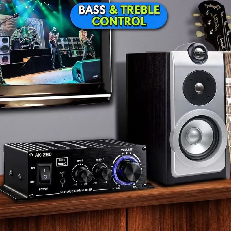 AK-280 HiFi Ενισχυτής Ισχύος, 40W×2, 12V, 20-20kHz, 0,1% THD