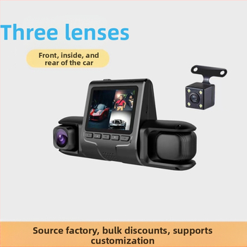 Dash cam με οθόνη 2,0″, τριπλός φακός εμπρός/εσωτερικός/πίσω, βίντεο 1080p, καταγραφή σε κύκλο, παρακολούθηση στάθμευσης