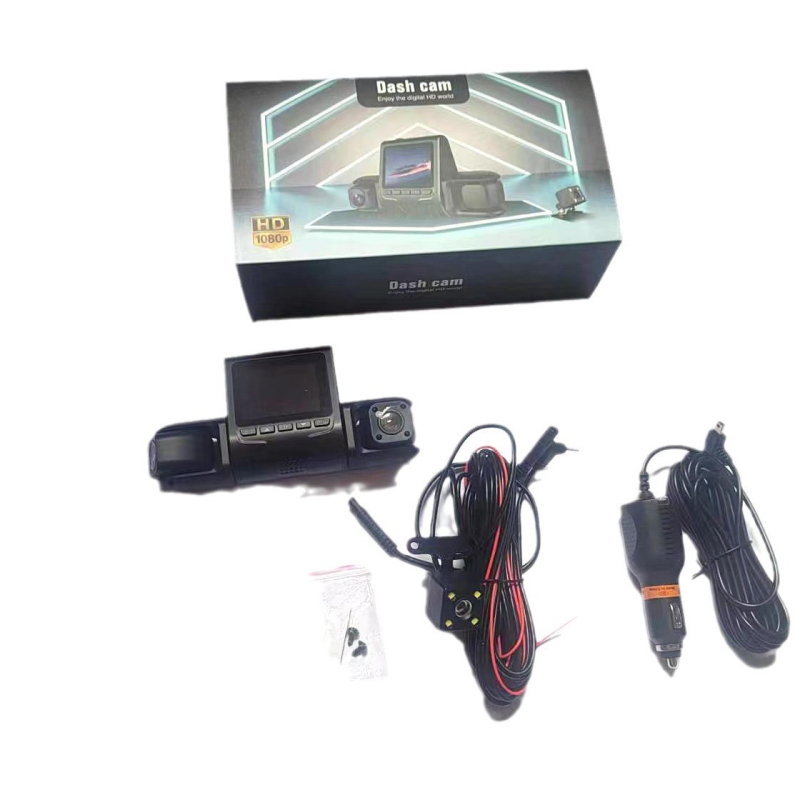 Dash cam με οθόνη 2,0″, τριπλός φακός εμπρός/εσωτερικός/πίσω, βίντεο 1080p, καταγραφή σε κύκλο, παρακολούθηση στάθμευσης