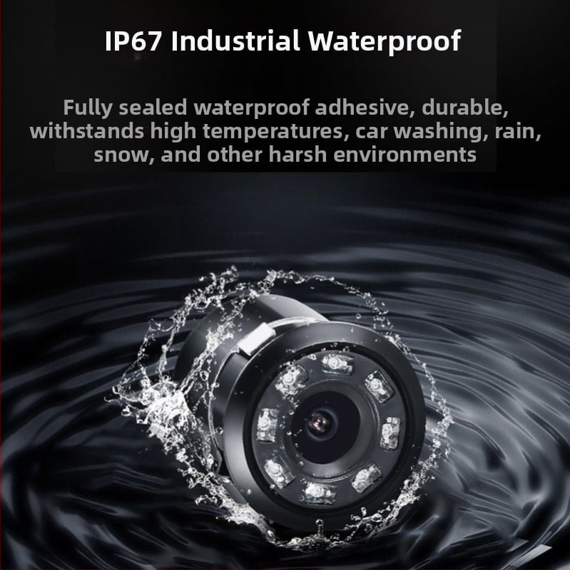 Automobilio galinio vaizdo veidrodžio kamera su apšvietimu, CH-1043 modelis, 480x234 raiška, 12V maitinimas, 170° žiūrėjimo kampas