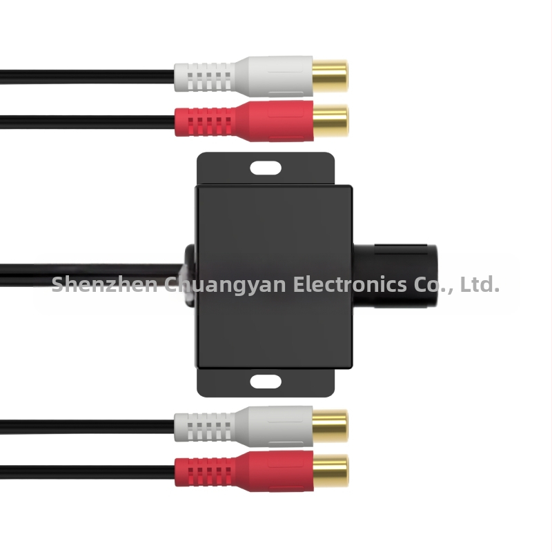 Автомобилен аудио усилвател с регулатор на звука, RCA вход/изход LC-1 – Chuangyan, PVC корпус, CE сертифициран, за аудио и видео