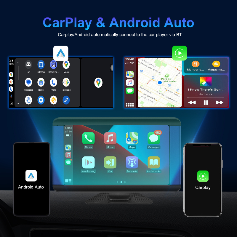 Universālā auto PND iekārta ar CarPlay/Android Auto/Apple AirPlay/TF kartes atbalstu; HD ekrāns; izšķirtspēja 1024×600; modelis f133; pielāgota apstrāde