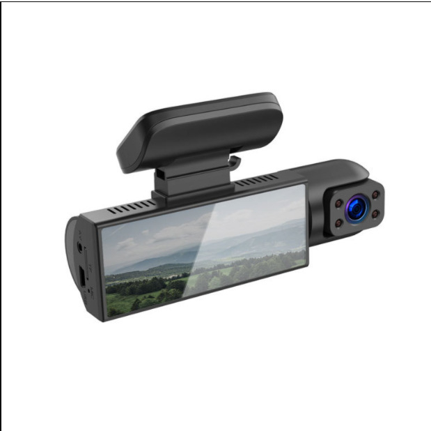 Двоен обектив автомобилен видеорегистратор – преден и вътрешен изглед, 1080p, 150° ъгъл, цикличен запис, USB пренос на данни