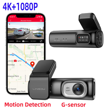 Автомобилен видеорегистратор с предна и задна двойна леща, 2160P, 150° широк ъгъл, нощно виждане, Wi‑Fi