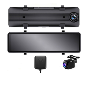 4K κάμερα οπισθοπορείας σε καθρέφτη αυτοκινήτου με GPS και Wi‑Fi, εμπρός και πίσω διπλοί φακοί, ευρυγώνιο πεδίο 170°