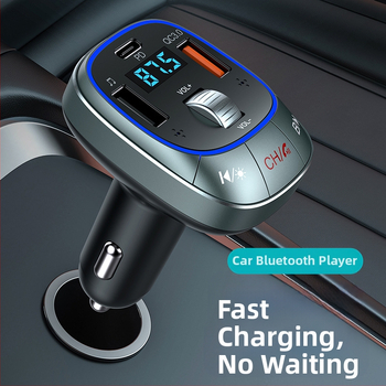 T76 Automašīnas Bluetooth MP3 atskaņotājs ar FM transmiteru, USB zibatmiņas atskaņošana, PD ātra uzlāde, 12–24V barošanas avots, 1,3 collu monochromāna displejs
