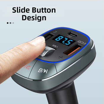 T76 Automašīnas Bluetooth MP3 atskaņotājs ar FM transmiteru, USB zibatmiņas atskaņošana, PD ātra uzlāde, 12–24V barošanas avots, 1,3 collu monochromāna displejs