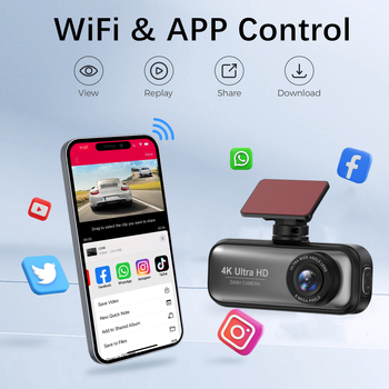 Automobiļa priekšējā un aizmugurējā 4K dash cam, WIFI, 170° platums, cilpu ieraksts, TF karšu atbalsts