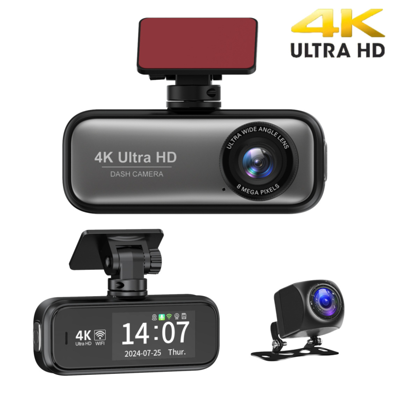 Automobiļa priekšējā un aizmugurējā 4K dash cam, WIFI, 170° platums, cilpu ieraksts, TF karšu atbalsts