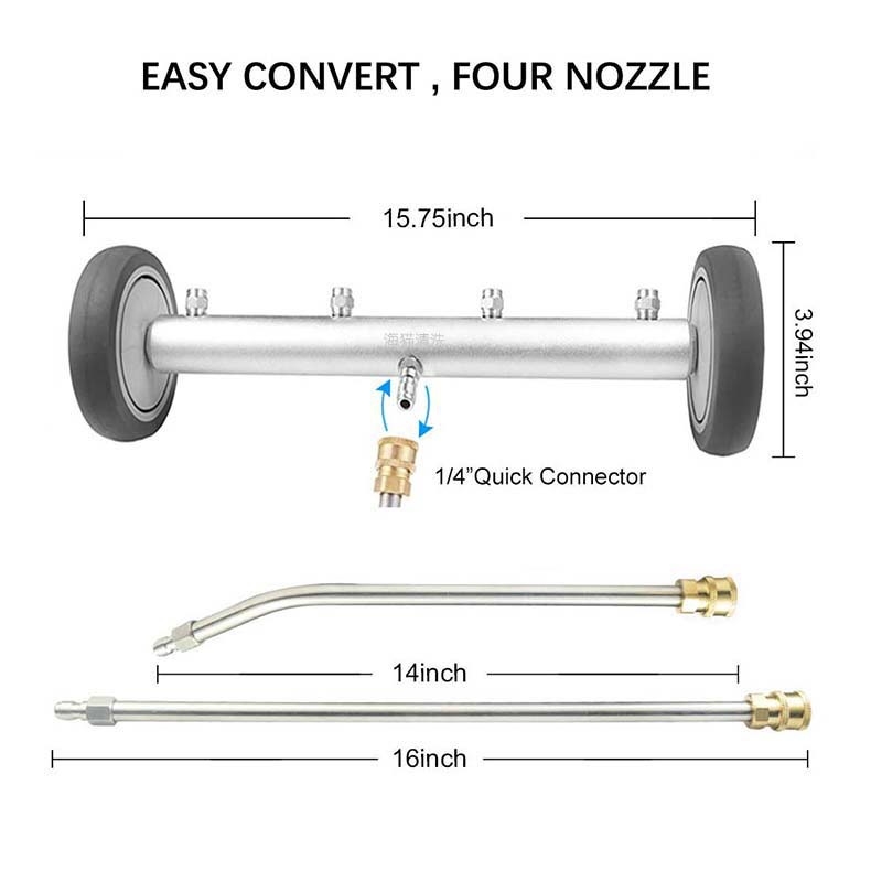 Aukštos slėgio automobilių plovimo sistema su nerūdijančio plieno purkštuvo galvute ir rankena, 4000 PSI, purškimo atstumas 5, skirtas automobilių plovimui, svoris 1,6 kg