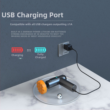 Belaidė automobilių vaško poliravimo mašina, su ličio baterija, 7,4 V, 80 W, skirta automobilio dažų poliravimui