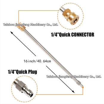 Nerūdijančio plieno išplėtimo strypas aukšto slėgio vandens pistoletui, 1/4 greitas įėjimas, 5000 psi (Prekės ženklas: Jiangfeng; Medžiaga: nerūdijantis plienas; Sujungimas: 1/4 greitas įėjimas; Kilmė: Zhejiang; Svoris: 0.2)