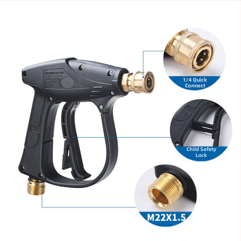 Wanrong augstas spiediena auto mazgāšanas pistole, vara galva, inženierplastmasas rokturis, ūdens spiediens 4350, izsmidzināšanas attālums 10