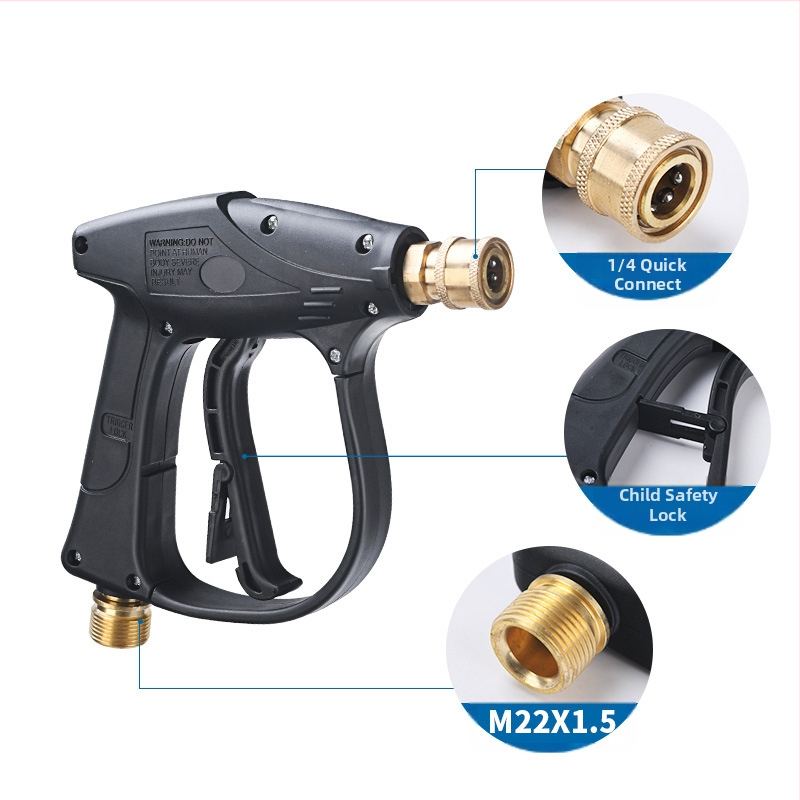 Wanrong водоструйка за автомобил с медна глава и ръкохватка от инженерни пластмаси, налягане 4350, разстояние на пръскане 10