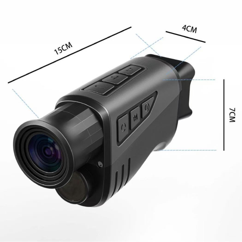 Naktinio matymo monokuliaras, 16× priartinimas, 28 mm objektyvas, 1000 m dienos / 300 m nakties diapazonas, svoris 255 g