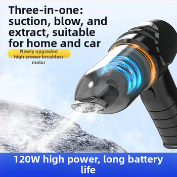 Rokas bezvadu putekļu sūcējs automašīnām un mājai ar brushless motoru; 7.4V/12V, 90W, 9000Pa, uzlāde, 350 cm kabelis