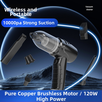 Rokas bezvadu putekļu sūcējs automašīnām un mājai ar brushless motoru; 7.4V/12V, 90W, 9000Pa, uzlāde, 350 cm kabelis