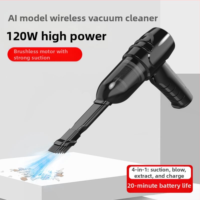 Rokas bezvadu putekļu sūcējs automašīnām un mājai ar brushless motoru; 7.4V/12V, 90W, 9000Pa, uzlāde, 350 cm kabelis