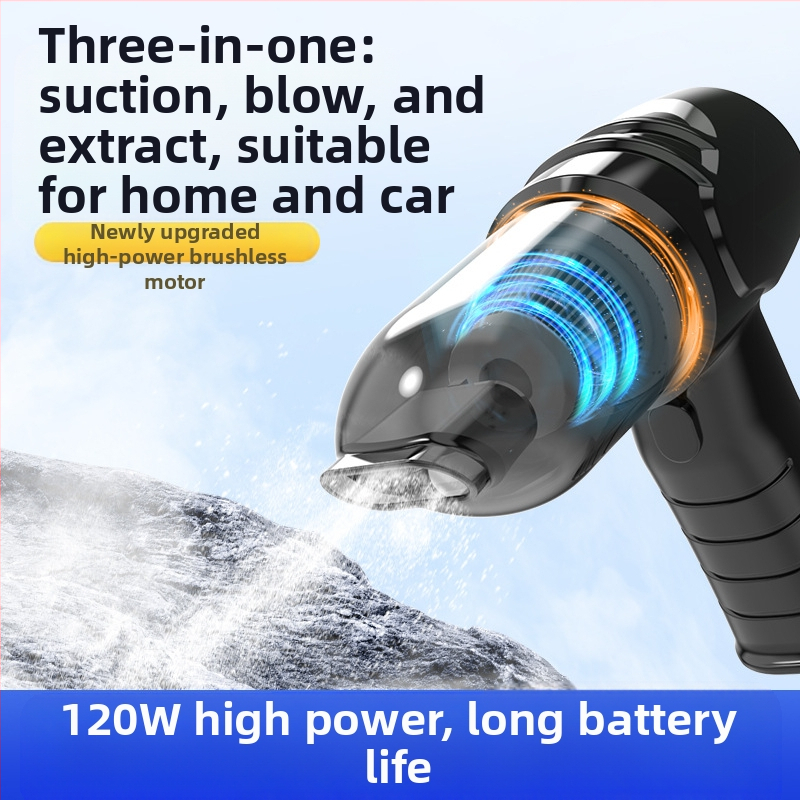 Ръчна безжична вакуумна чистачка за автомобил и дом с безчетков мотор; 7.4V/12V, 90W, 9000Pa, зареждане, кабел 350 см