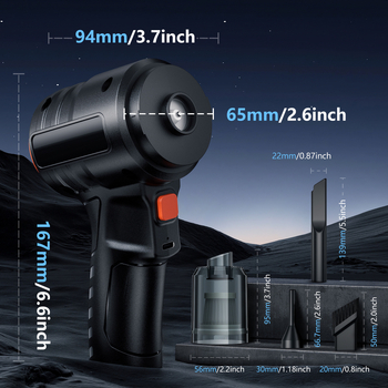 Rokas automašīnas putekļu sūcējs, bezvadu, Fire Wolf, 5500 Pa sūcēja jauda, 120W pie 5V, divu režīmu pūšana un sūcšana, sterilizācija un putekļu mazgāšana