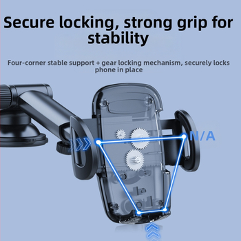 Държач за мобилен телефон за автомобил с телескопичен лост и вакуумна база за монтиране – универсално монтиране върху предното стъкло, анти подхлъзване