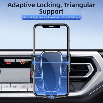 Държач за мобилен телефон в автомобил – удароустойчив, навигационна стойка за въздушен вентилационен отвор, монтаж със щипка, универсална съвместимост
